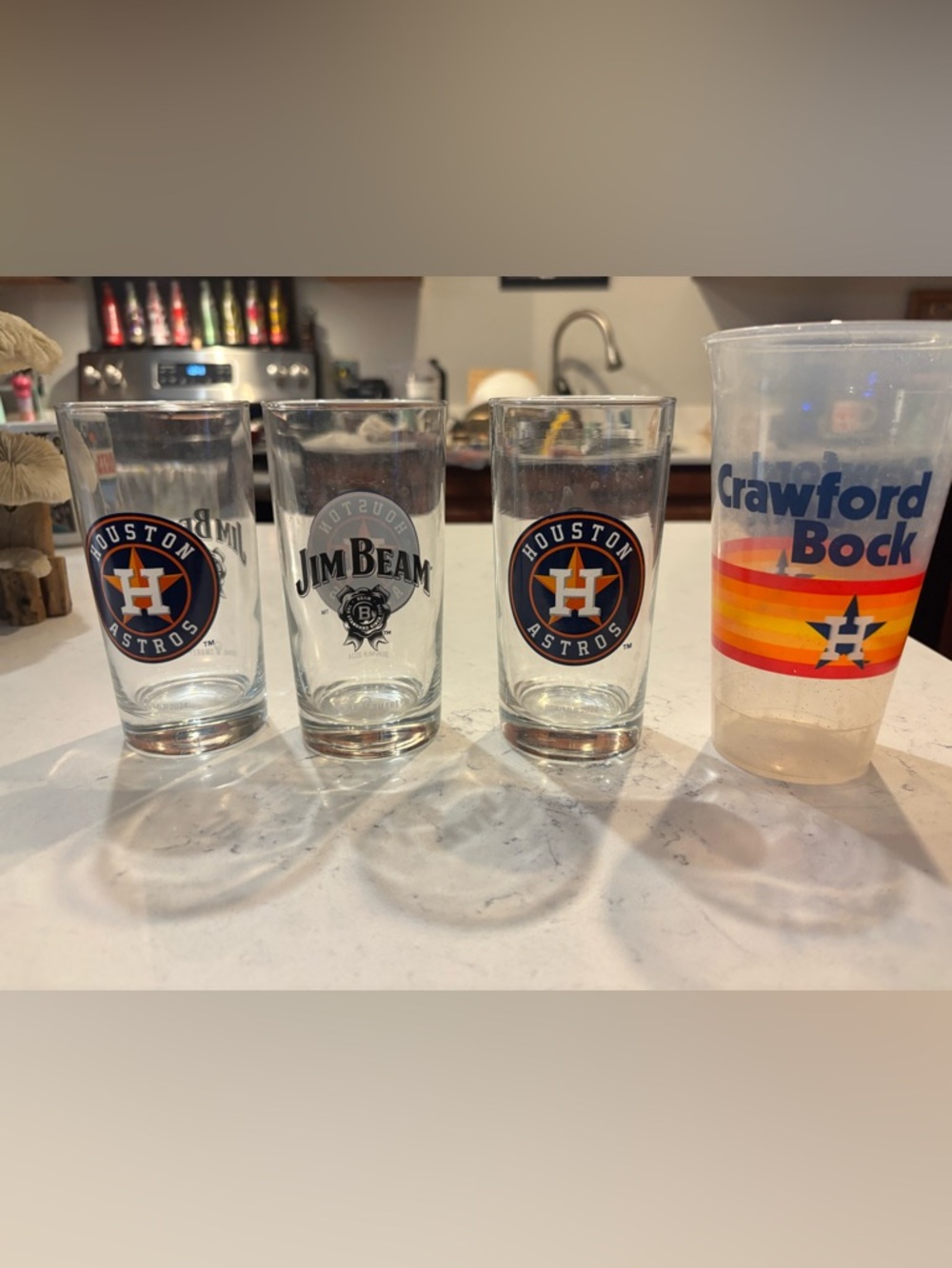 Houston Astros Branded Clear Glasses with Orange and Navy Logo